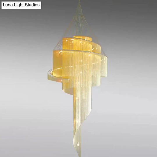 Sleek Aluminum Spiral Fountain Chandelier: Led Hanging Light For Modern Living Room