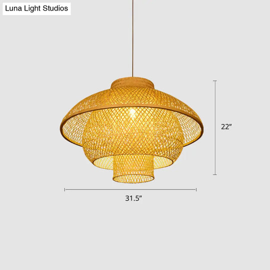 Sleek Bamboo Suspension Light - Simplicity 1-Light Pendant For Restaurants