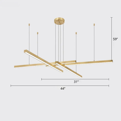 Sleek Bar-Shaped Led Chandelier | Simplicity Metal Ceiling Light For Living Room 4 / Gold Third Gear