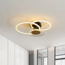 Sleek Black Acrylic Ceiling Mounted Fixture With Contemporary Hoops Design - 3/4 Head Semi Flush