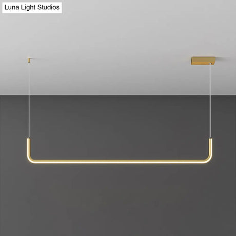 Sleek Black And Gold Led Linear Pendant Light For Dining Table 39/59 Width