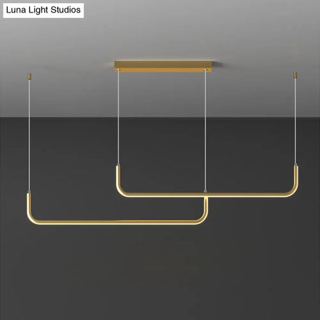 Sleek Black And Gold Led Linear Pendant Light For Dining Table 39/59 Width