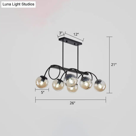 Sleek Black Glass Sphere Island Light For Modern Dining Rooms
