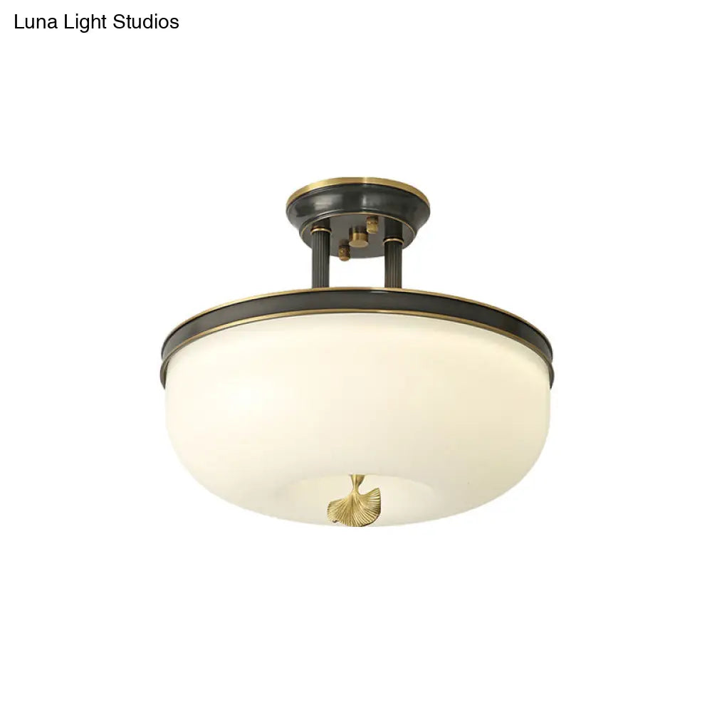 Sleek Black/Gold Traditionalist Bowl Led Ceiling Light Fixture - 12’/16’ Width