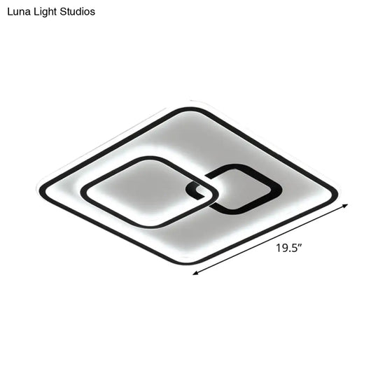 Sleek Black Led Flush Mounted Ceiling Light For Bedroom 16’/19.5’ Wide