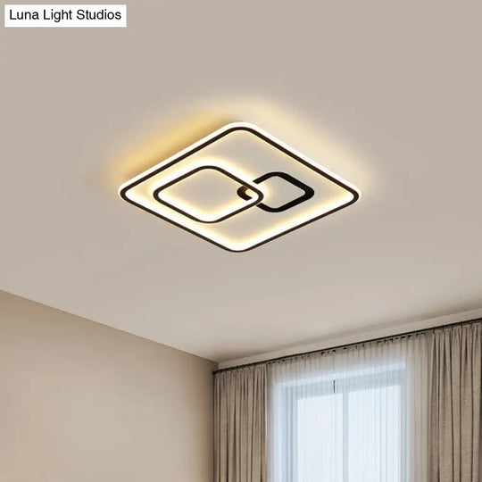 Sleek Black Led Flush Mounted Ceiling Light For Bedroom 16/19.5 Wide
