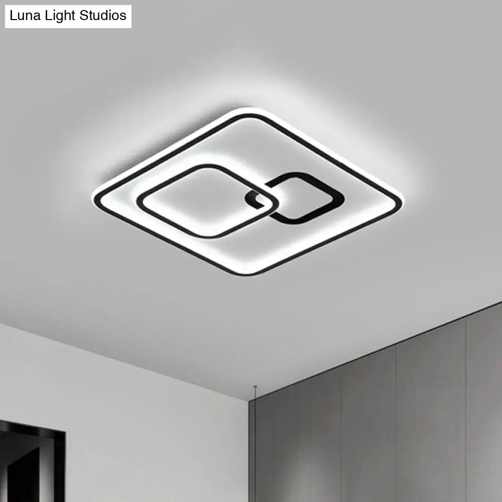 Sleek Black Led Flush Mounted Ceiling Light For Bedroom 16/19.5 Wide / 16