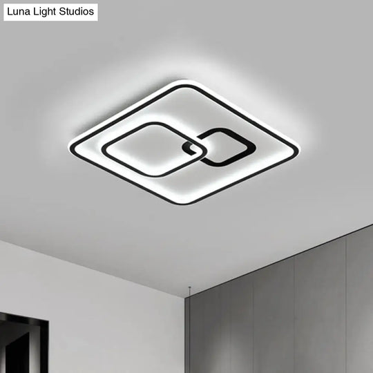 Sleek Black Led Flush Mounted Ceiling Light For Bedroom 16/19.5 Wide / 16
