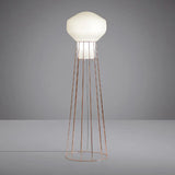 Sleek Black/Rose Gold Geometric Floor Lamp With Dome Cage - Minimalistic Metal Stand Up Light For