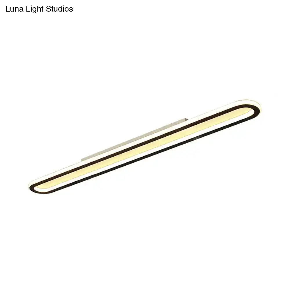 Sleek Black Slim Ceiling Mount Light - Acrylic 16’/23.5’/39’ L Led Corridor Flushmount