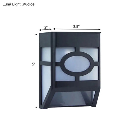 Sleek Black Solar Powered Outdoor Rgb Led Wall Sconce With Plastic Box Shade