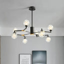Sleek Black Sphere Chandelier Light Clear Glass Pendant Fixture - 8/10 Head Modern Lighting 8 /