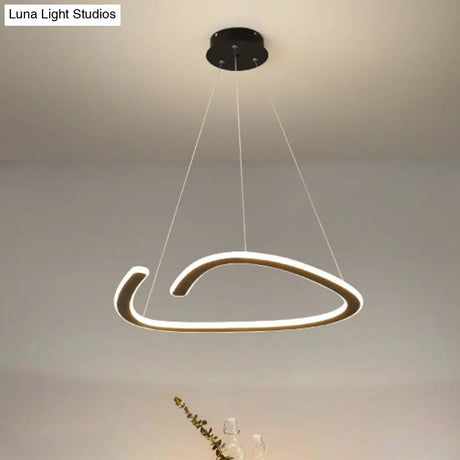 Sleek Black Triangle Chandelier: Led Suspension Light In White/Warm