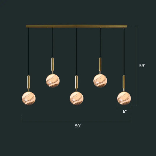 Sleek Brass Ball Pendant Light For Open Kitchen - Simplicity Glass Ceiling Fixture 5 / Tan