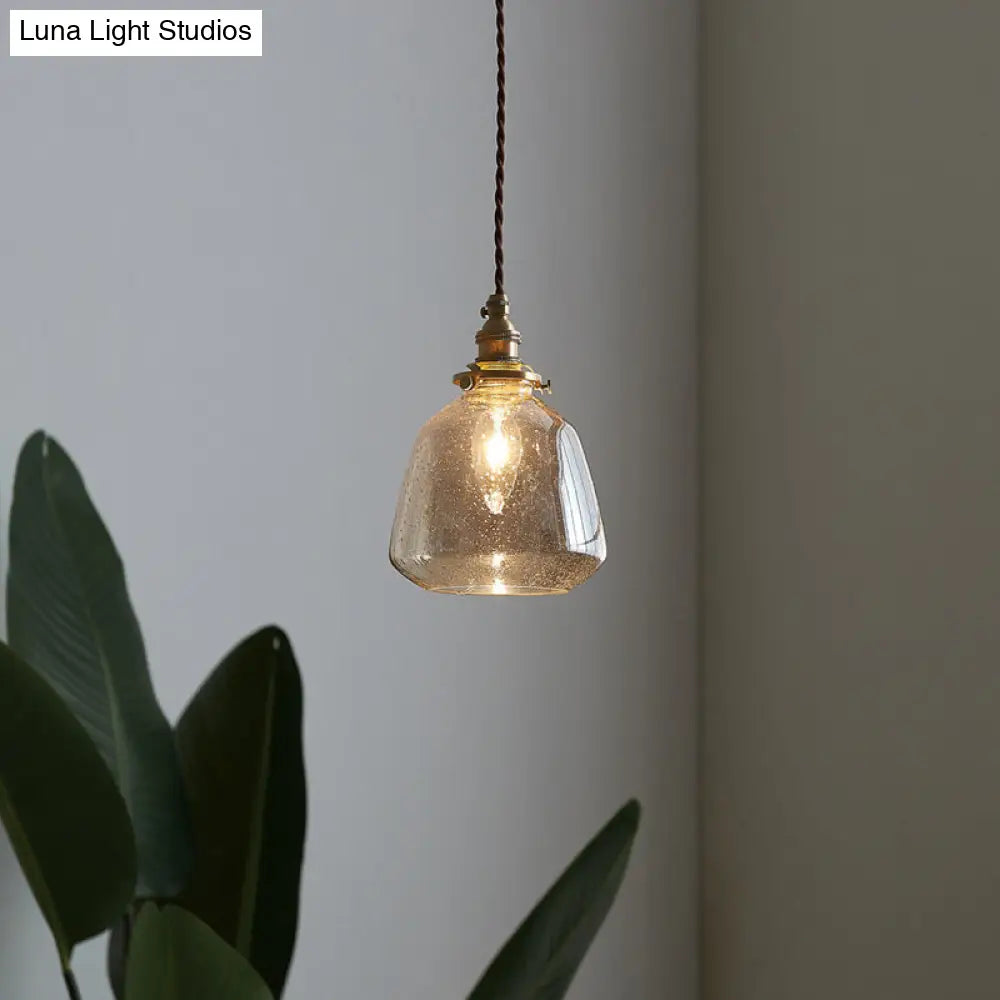 Simplicity Tapered Bubbled Glass Pendant Light - 1-Bulb Restaurant Fixture