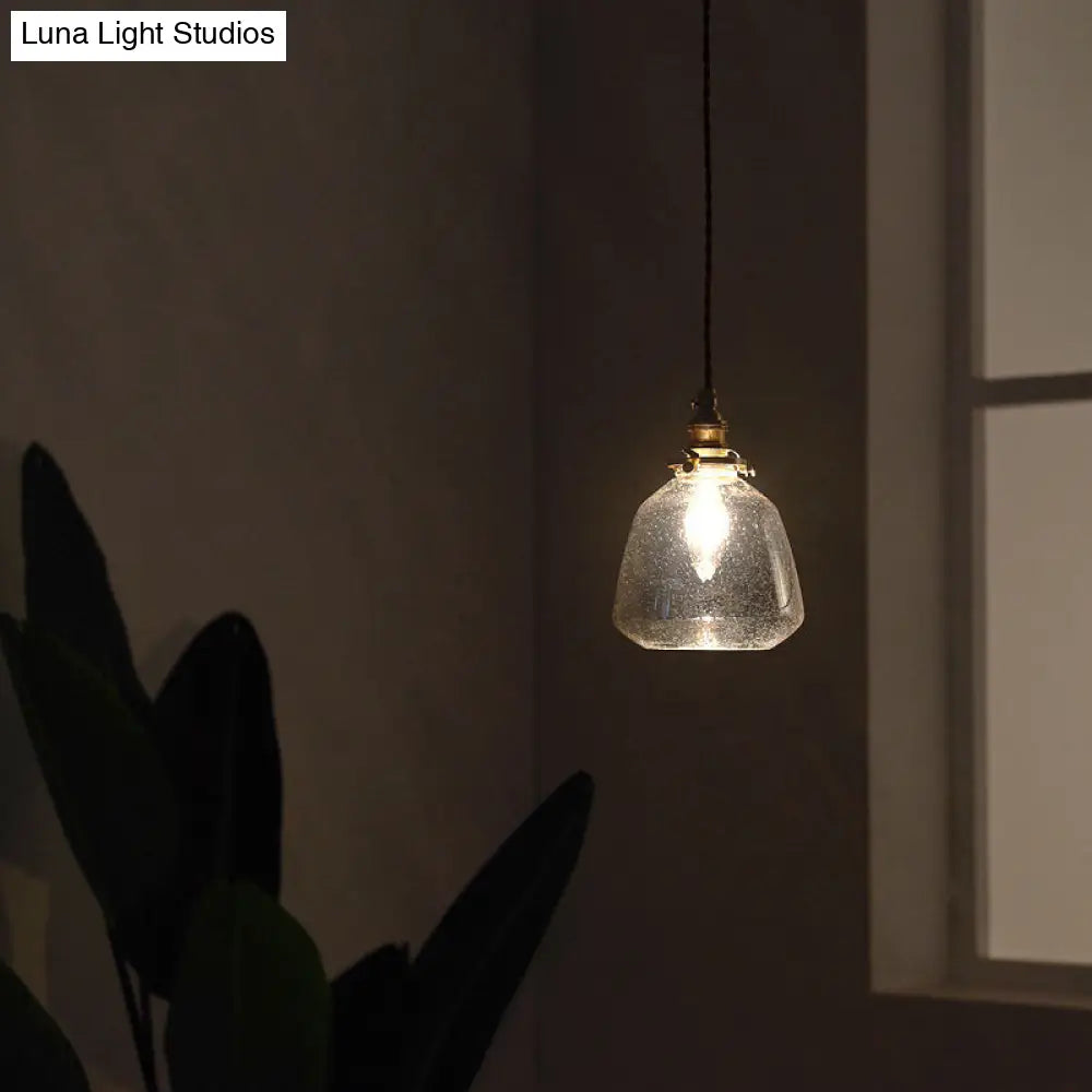 Simplicity Tapered Bubbled Glass Pendant Light - 1-Bulb Restaurant Fixture