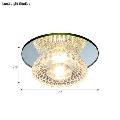 Sleek Chrome Crystal Led Flush Light With Mini Flower Bowl Design Perfect For Ceiling Mount Mirror