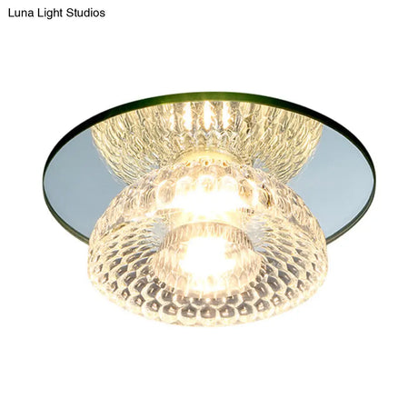 Sleek Chrome Crystal Led Flush Light With Mini Flower Bowl Design Perfect For Ceiling Mount Mirror