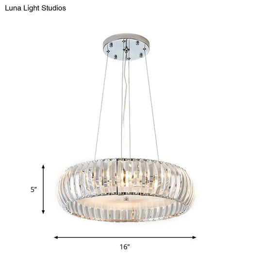 Sleek Chrome Led Doughnut Chandelier With Crystal Prisms - Simplicity Collection