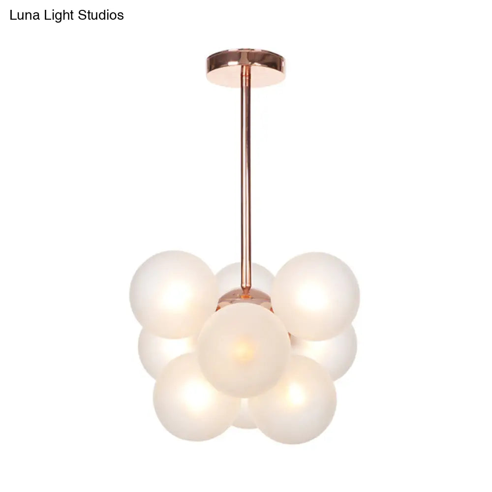 Sleek Copper Ceiling Mounted Globe Semi Flush Light With Minimalist White/Green/Blue Glass – 9