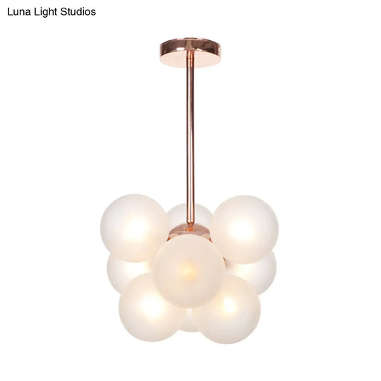 Sleek Copper Ceiling Mounted Globe Semi Flush Light With Minimalist White/Green/Blue Glass – 9
