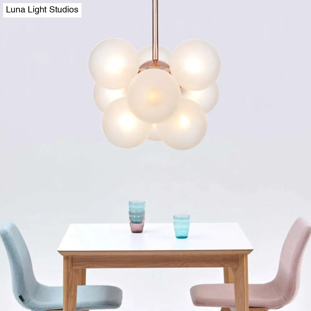 Sleek Copper Ceiling Mounted Globe Semi Flush Light With Minimalist White/Green/Blue Glass – 9