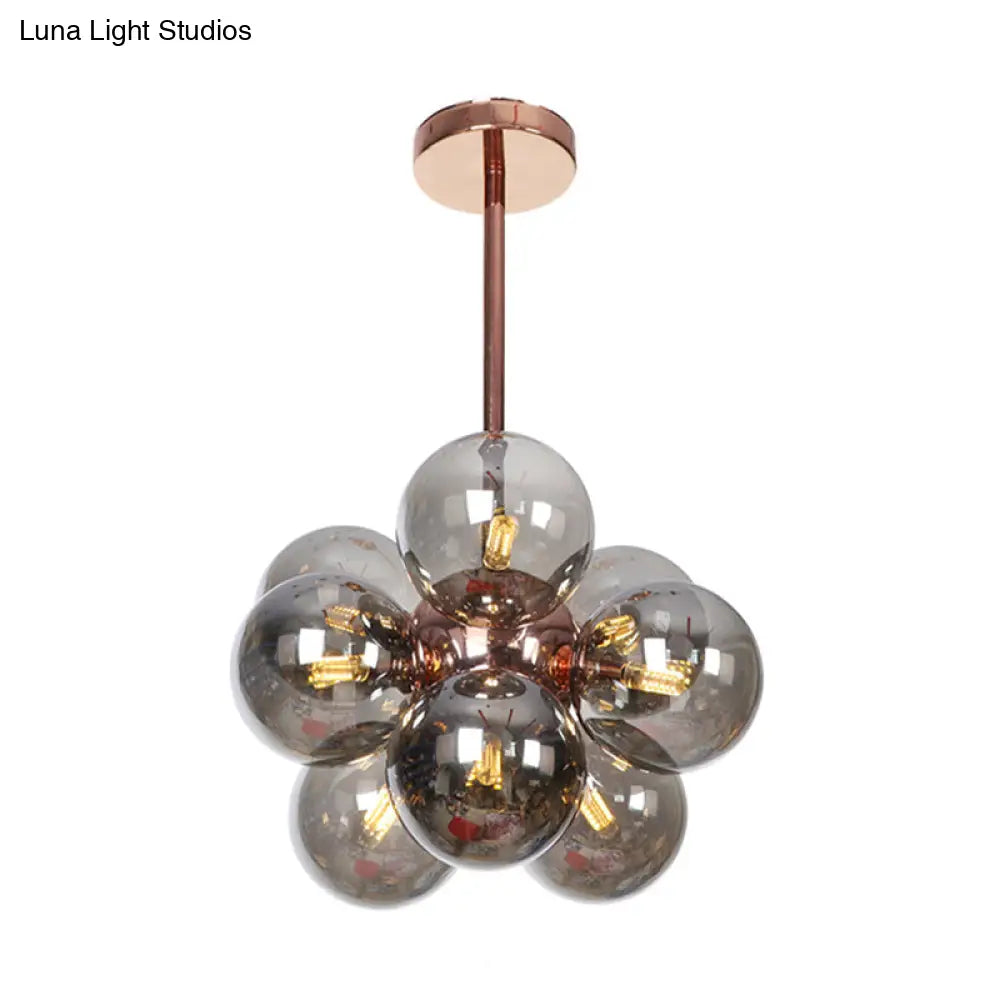 Sleek Copper Ceiling Mounted Globe Semi Flush Light With Minimalist White/Green/Blue Glass – 9