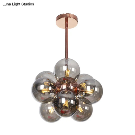 Sleek Copper Ceiling Mounted Globe Semi Flush Light With Minimalist White/Green/Blue Glass – 9