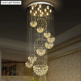 Sleek Crystal Sphere Ceiling Light: Modern 13-Bulb Stainless Steel Flush Mount Fixture