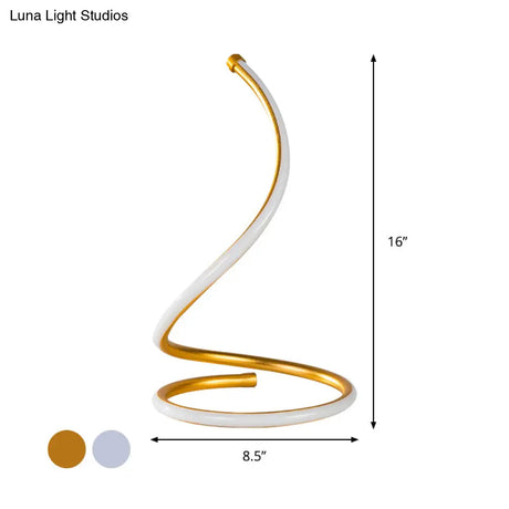 Sleek Curved Led Night Table Lamp In Gold/Silver With Minimalist Acrylic Design White/Warm Light