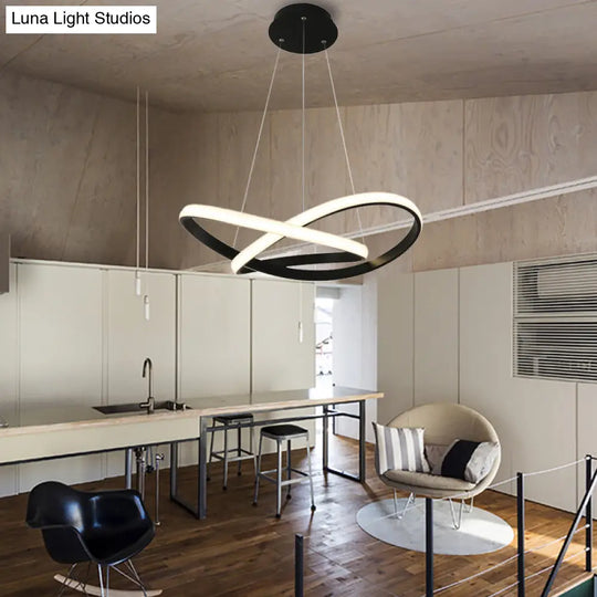 Sleek Curves Ceiling Light: Modern Led Chandelier Pendant In Warm/White Light Seamless Design