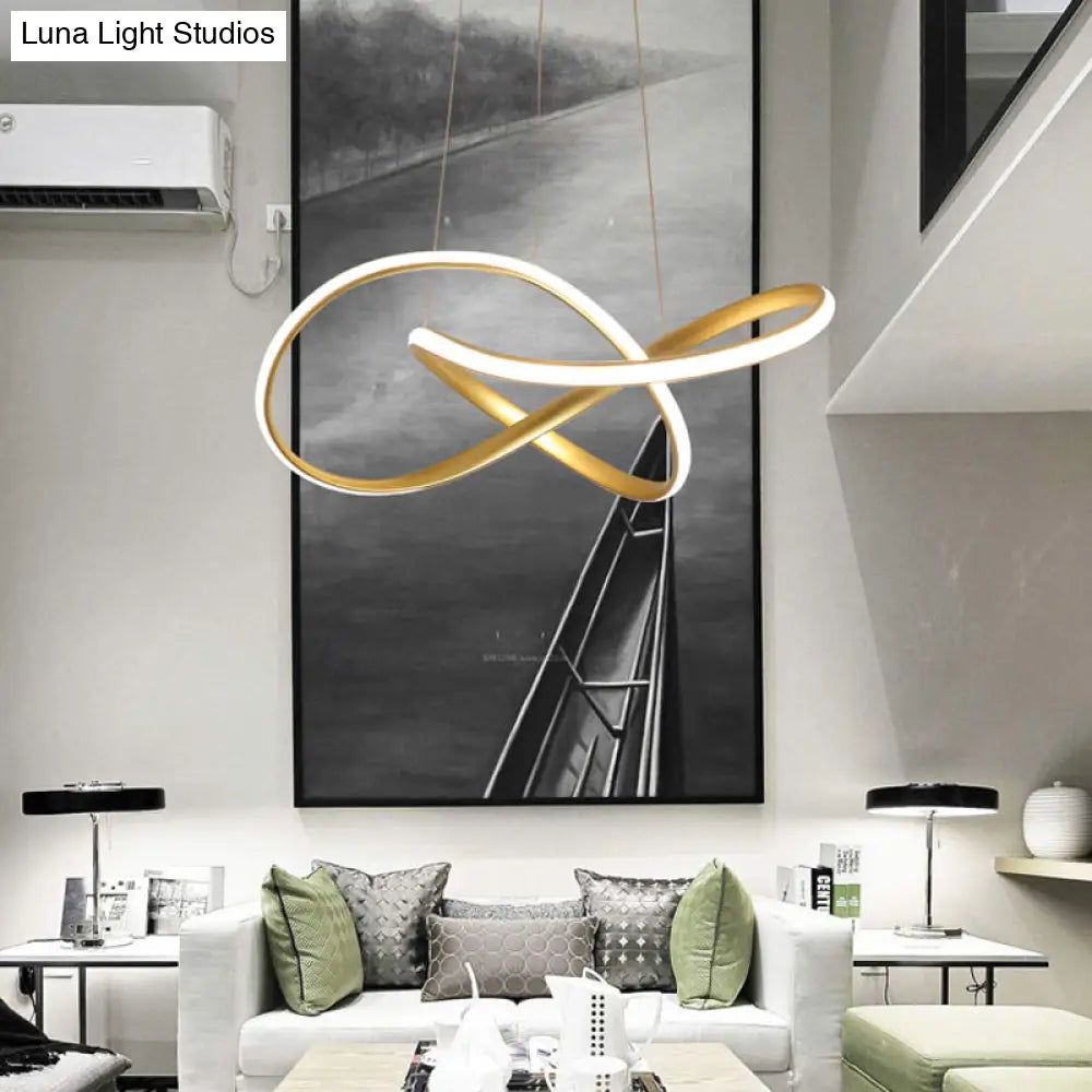 Sleek Curves Ceiling Light: Modern Led Chandelier Pendant In Warm/White Light Seamless Design