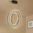 Sleek Dual Circle Pendulum Led Pendant Light For Dining Room - Brown + Warm/White/Natural / Warm