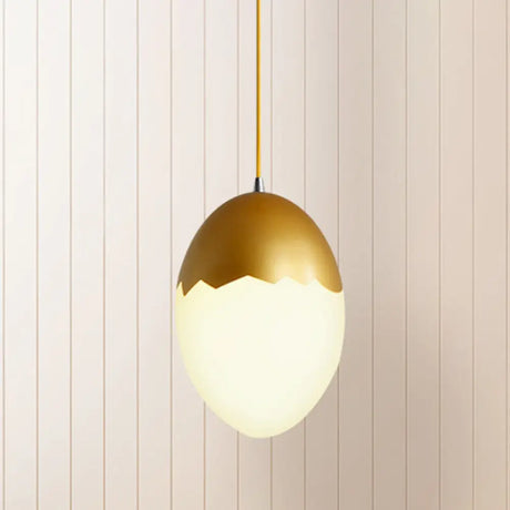Sleek Eggshell Acrylic Metal Suspension Light For Modern Dining Rooms Gold