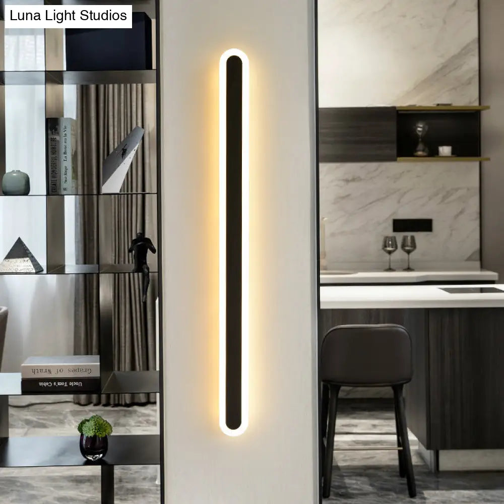 Sleek Elliptical Acrylic Wall Sconce With Led Lighting For Aisle Black / 16 White