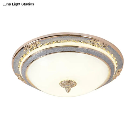 Sleek Glass Apricot Ceiling Lamp - Led Flush Mount Light Bowl - Shape Simplicity 14’/16’/19.5’ Dia