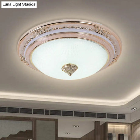 Sleek Glass Apricot Ceiling Lamp - Led Flush Mount Light Bowl - Shape Simplicity 14’/16’/19.5’ Dia