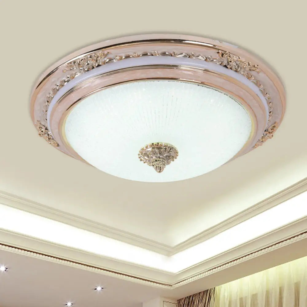 Sleek Glass Apricot Ceiling Lamp - Led Flush Mount Light Bowl - Shape Simplicity