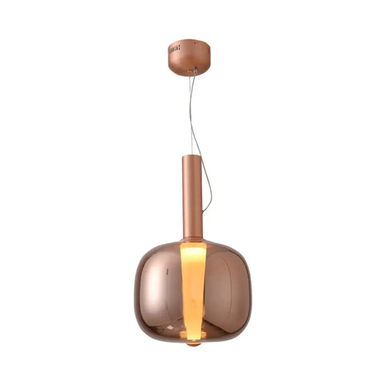 Sleek Glass Neck Hanging Lamp - Minimalist Single Pendant Light Kit Rose Gold