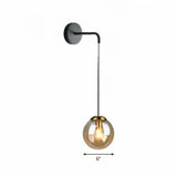 Sleek Glass Spherical Wall Sconce Light - Stylish Single Bulb Hanging Lighting For Living Room Black