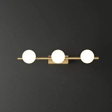 Sleek Gold Linear Vanity Wall Light With Milky Ball Glass Sconce For Bathroom 3 /