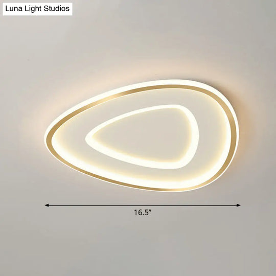 Sleek Gold Teardrop Led Ceiling Light Flush Mount - Simplicity & Style / 16.5 Remote Control