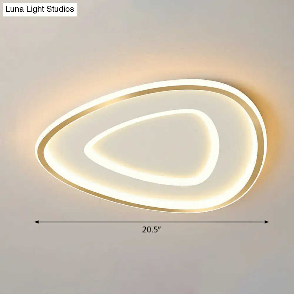 Sleek Gold Teardrop Led Ceiling Light Flush Mount - Simplicity & Style / 20.5 Warm