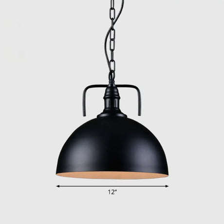 Sleek Iron Dome Pendant Light Fixture With Simplicity Design - Ideal For Restaurants (1 Bulb) Black