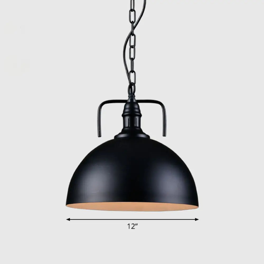 Sleek Iron Dome Pendant Light Fixture With Simplicity Design - Ideal For Restaurants (1 Bulb) Black