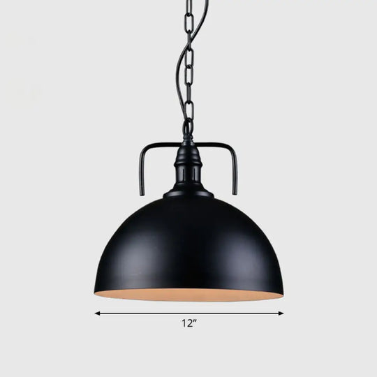 Sleek Iron Dome Pendant Light Fixture With Simplicity Design - Ideal For Restaurants (1 Bulb) Black