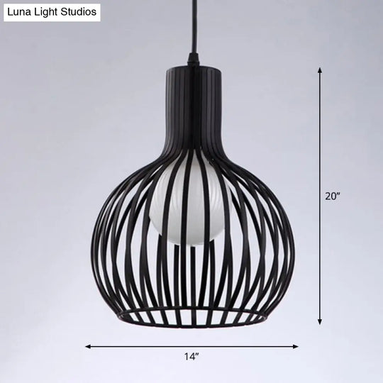 Modern Loft Iron Ceiling Pendant Light For Restaurants - Single-Bulb Spherical Cage Design