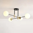 Sleek Ivory Glass Ball Flush Ceiling Light In Simple Black - Brass - Semi Mount For Dining Room 4 /