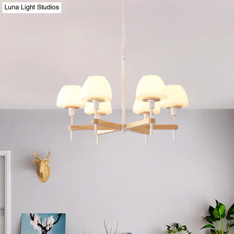 Sleek Jar-Shaped Hanging Light: Frosted White Glass 6 Lights Modernist Design Perfect For Bedrooms &