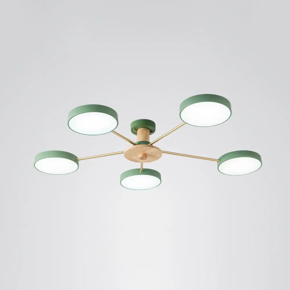 Sleek Led Ceiling Light: Minimalistic Molecule Design | Acrylic Living Room Chandelier 5 / Green